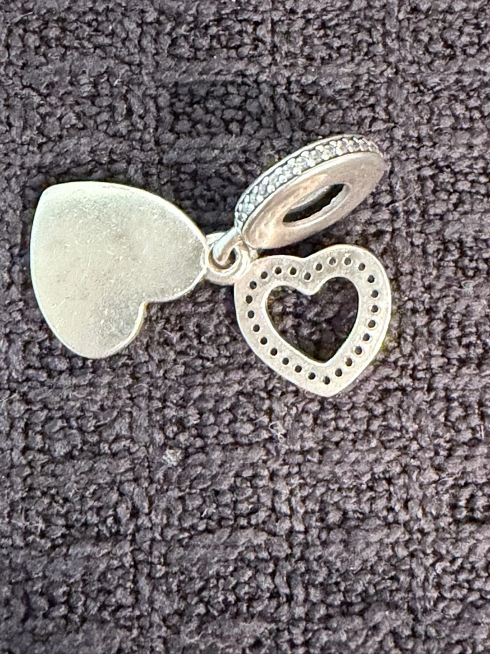 Genuine Pandora Beloved Mother Silver Heart / Cubic Zirconia Charm Pendant